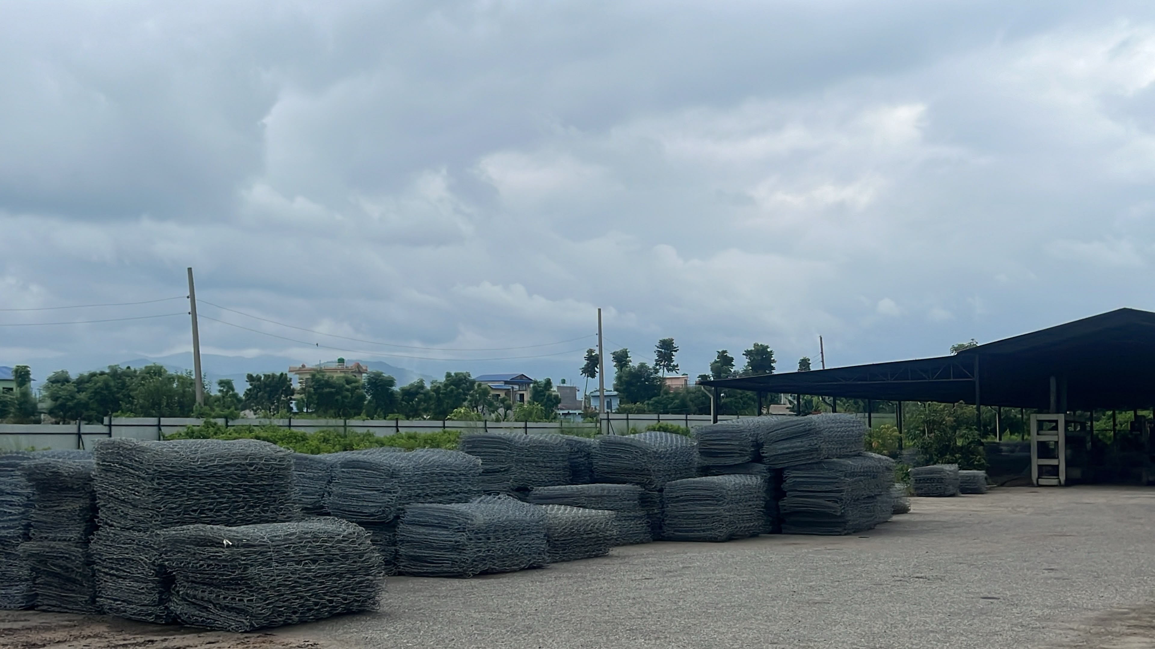 Finished heavy zinc-coated gabion mesh, ready for delivery across Nepal